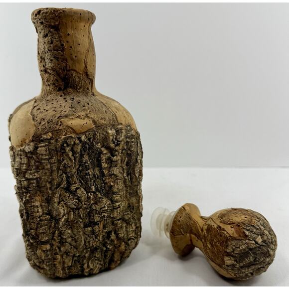 Handcrafted Natural Cork Decanter Bottle Bark & Burl Signed Rustic Portugal Art - Picture 11 of 11